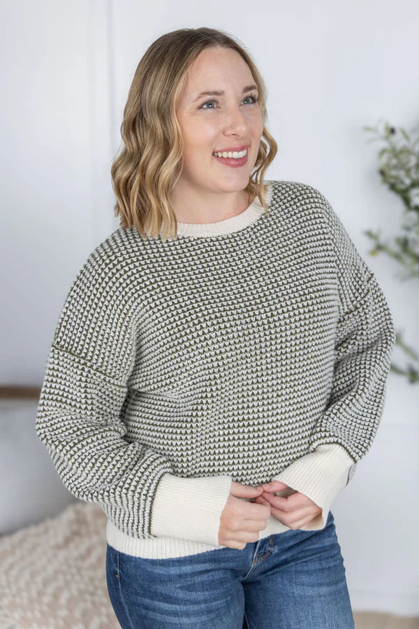 Michelle Mae "Charlotte" Sweater - Olive and Cream