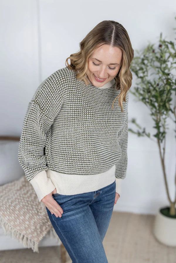 Michelle Mae &quot;Charlotte&quot; Sweater - Olive and Cream