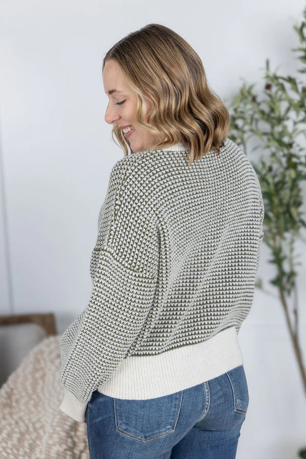 Michelle Mae &quot;Charlotte&quot; Sweater - Olive and Cream