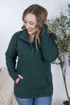 Michelle Mae Geometric Button Snap Pullover - Hunter Green