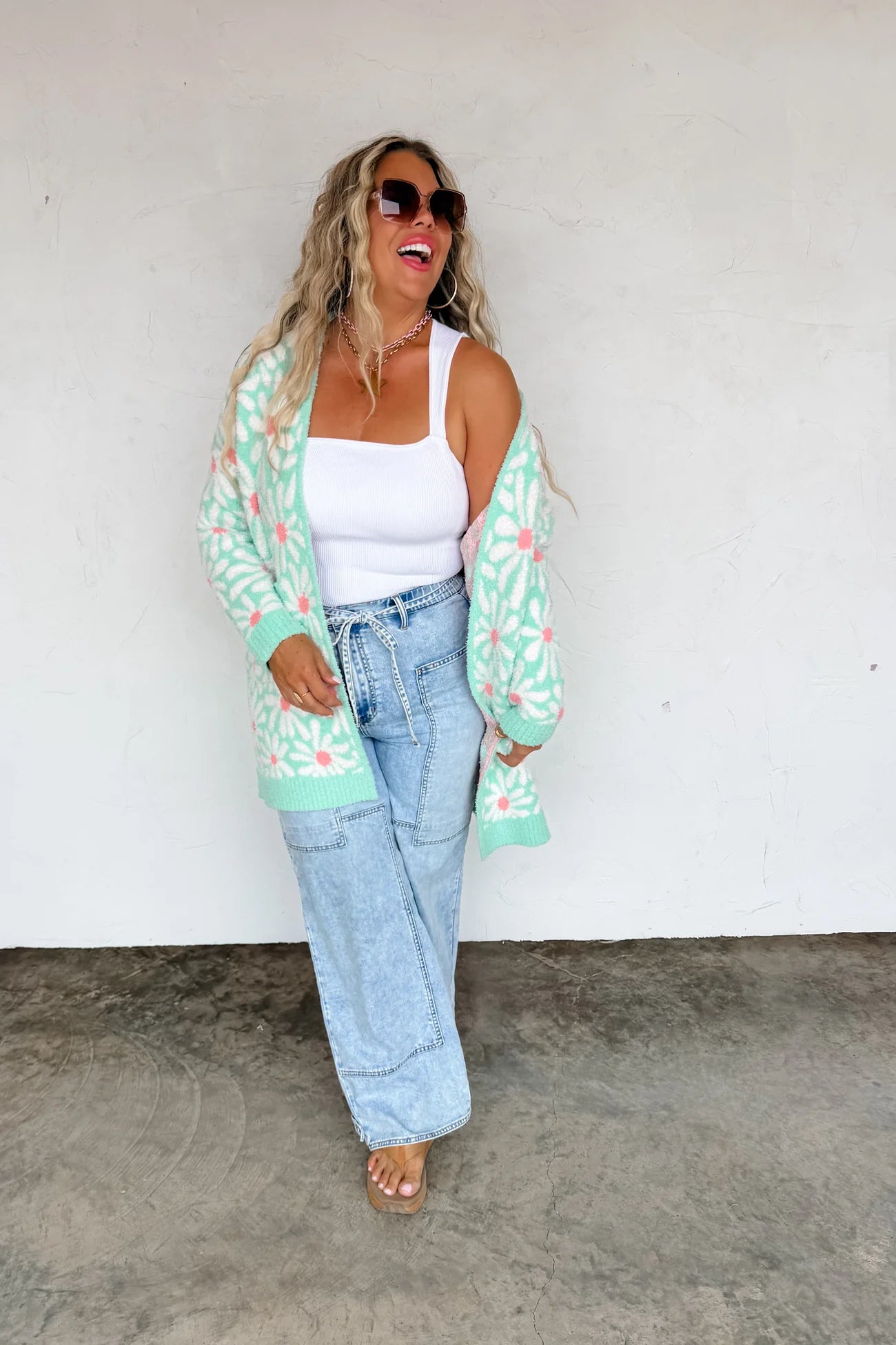 Spring Cloud Cardigan - Mint Daisy