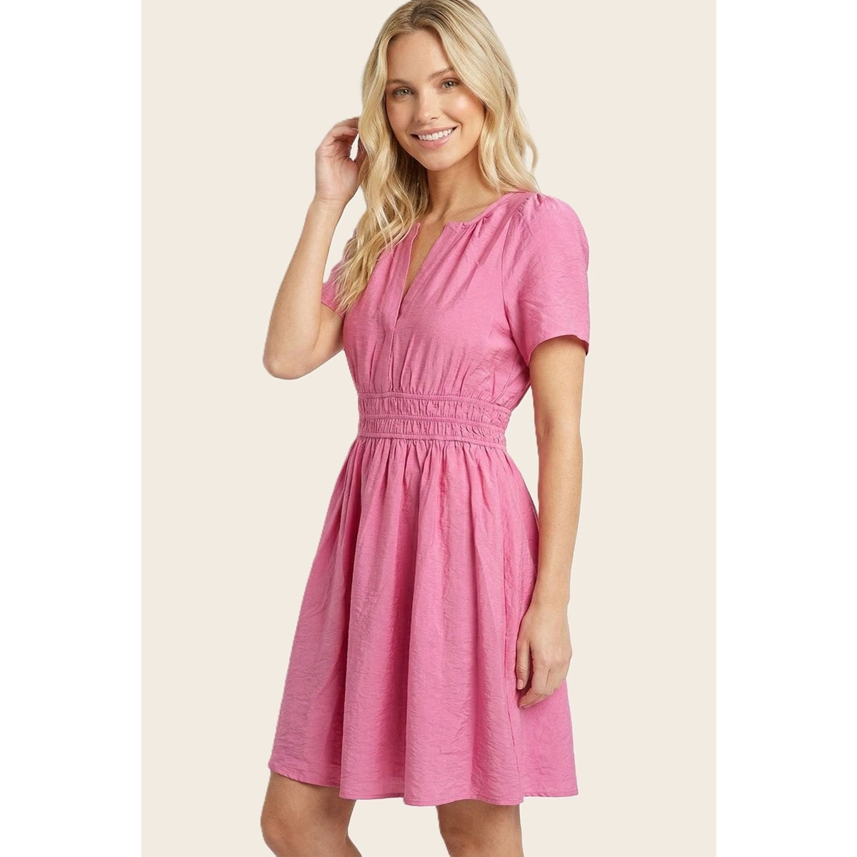 Reesa Smocked Dress - Pink