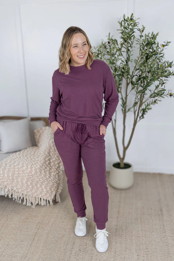 Michelle Mae &quot;Corrine&quot; Joggers - Plum