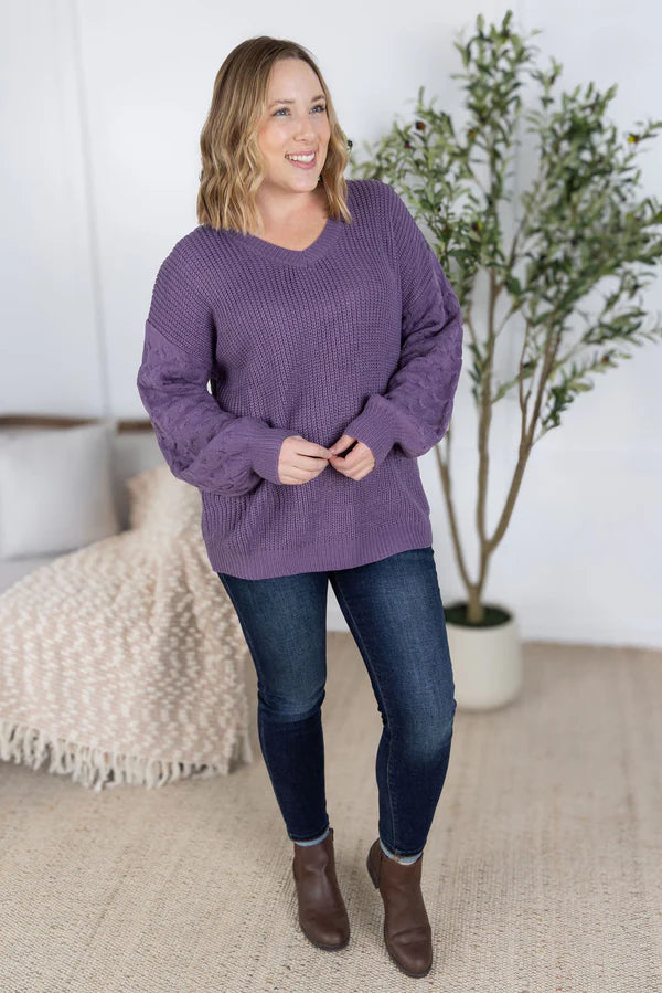Michelle Mae &quot;Talina&quot; Textured Sweater - Purple