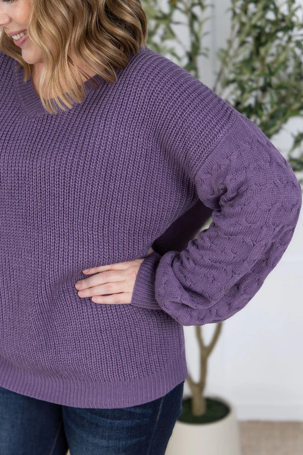 Michelle Mae &quot;Talina&quot; Textured Sweater - Purple