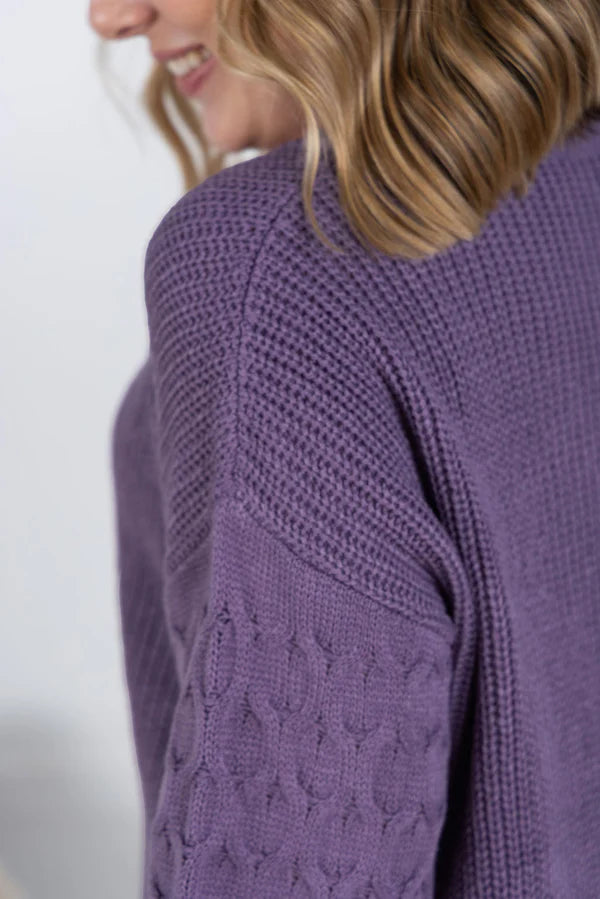 Michelle Mae &quot;Talina&quot; Textured Sweater - Purple