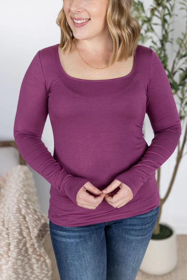 Michelle Mae Alyssa Long Sleeve Top - Mulberry