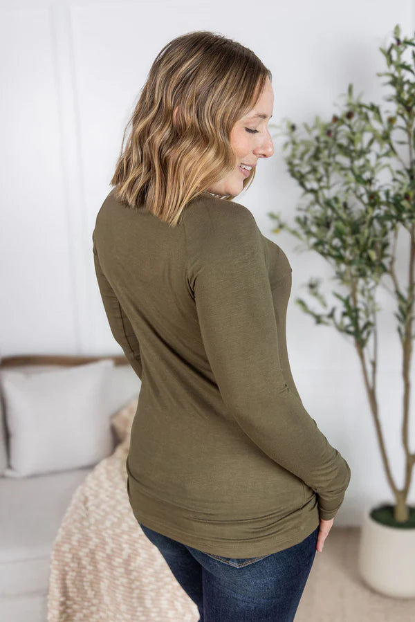 Michelle Mae &quot;Blair&quot; Long Sleeve Top - Olive
