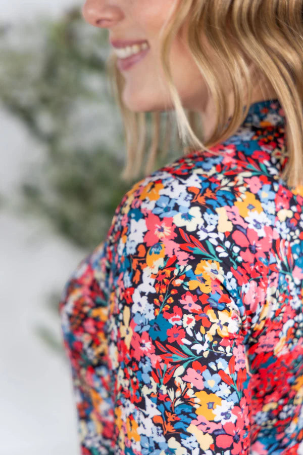 Michelle Mae "Blair" Long Sleeve Top - Bright Fall Floral