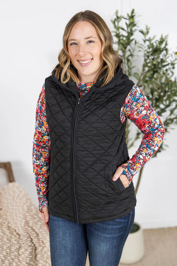 Michelle Mae &quot;Heather&quot; Hooded Vest - Black