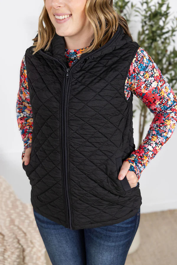 Michelle Mae &quot;Heather&quot; Hooded Vest - Black