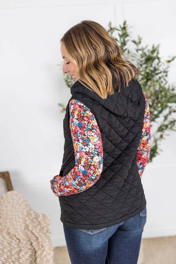 Michelle Mae &quot;Heather&quot; Hooded Vest - Black