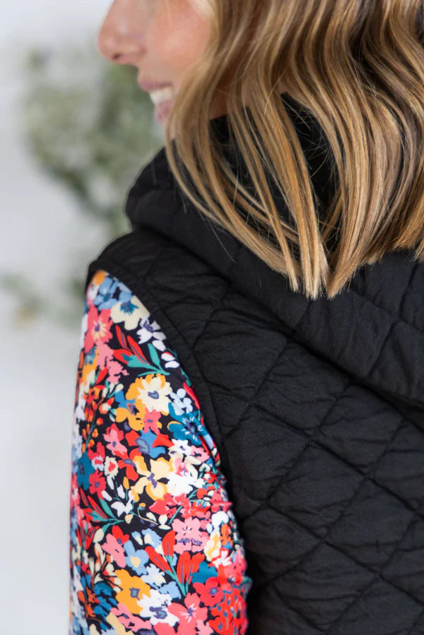 Michelle Mae &quot;Heather&quot; Hooded Vest - Black