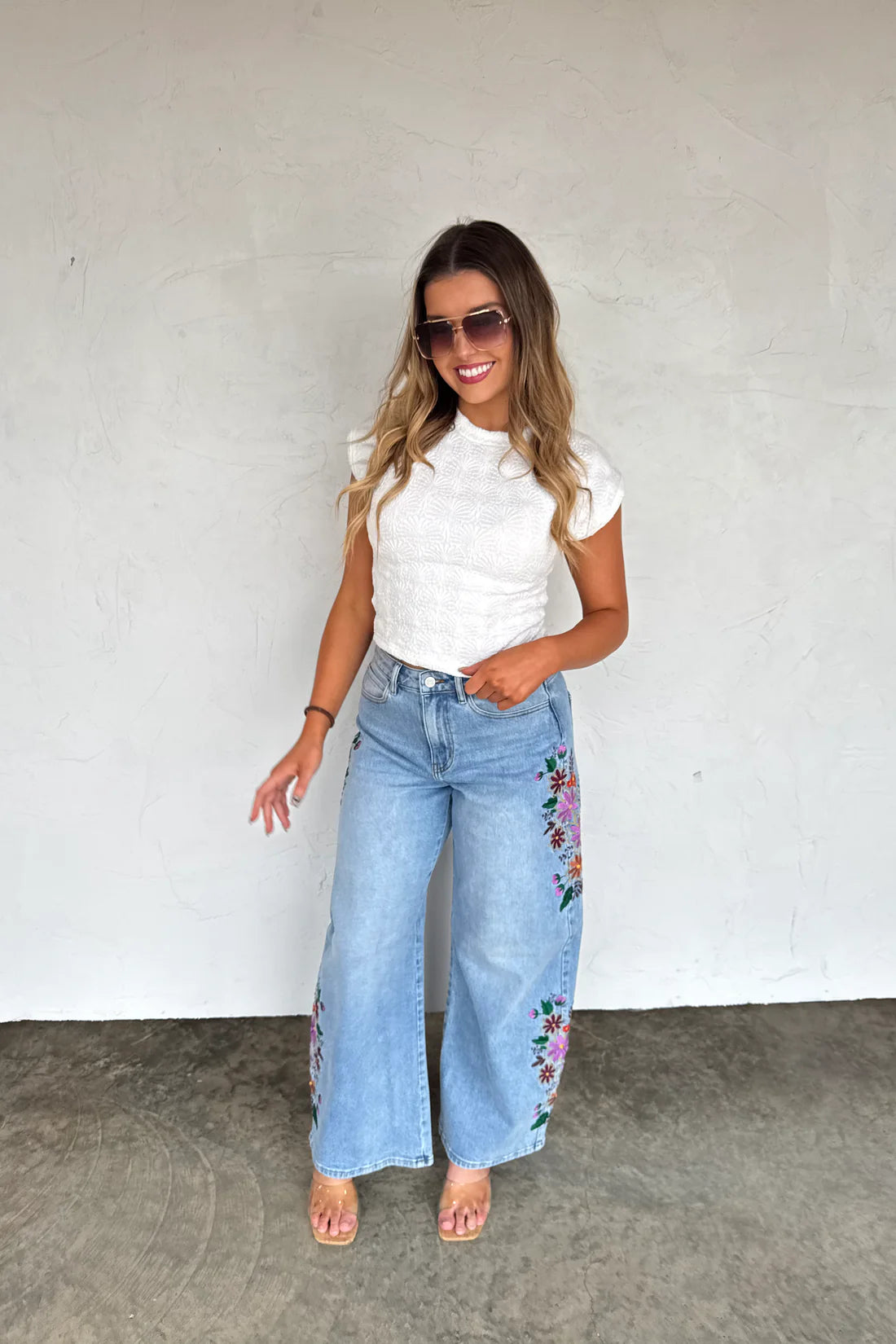 ***PRE-ORDER*** Evie Floral Embroidered Denim