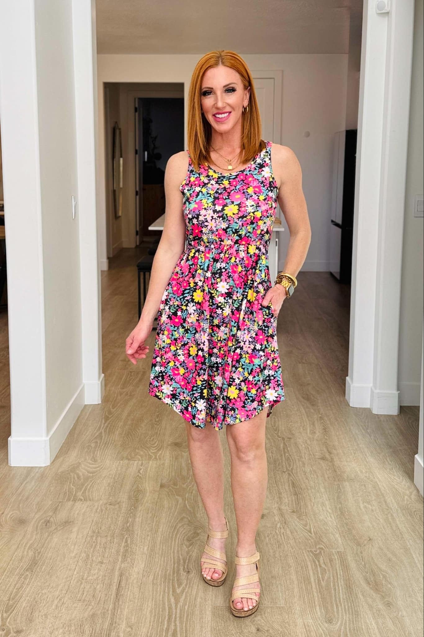 Shirley Tank Dress -Summer Pink Ditsy