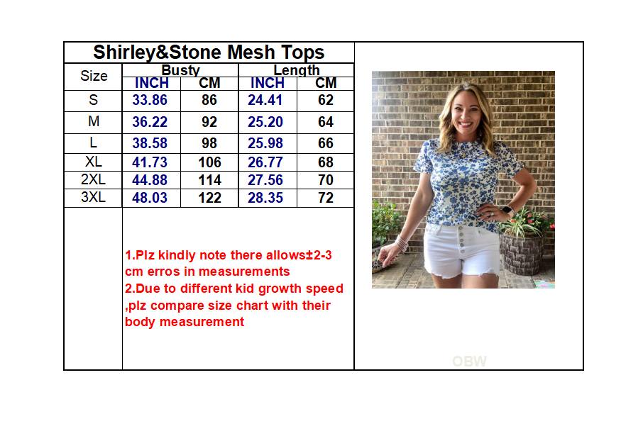 Shirley Short Sleeve Mesh Tops - Navy Floral