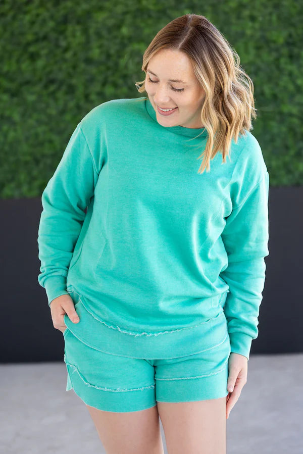Michelle Mae Vintage Wash Pullover - Caribbean Green