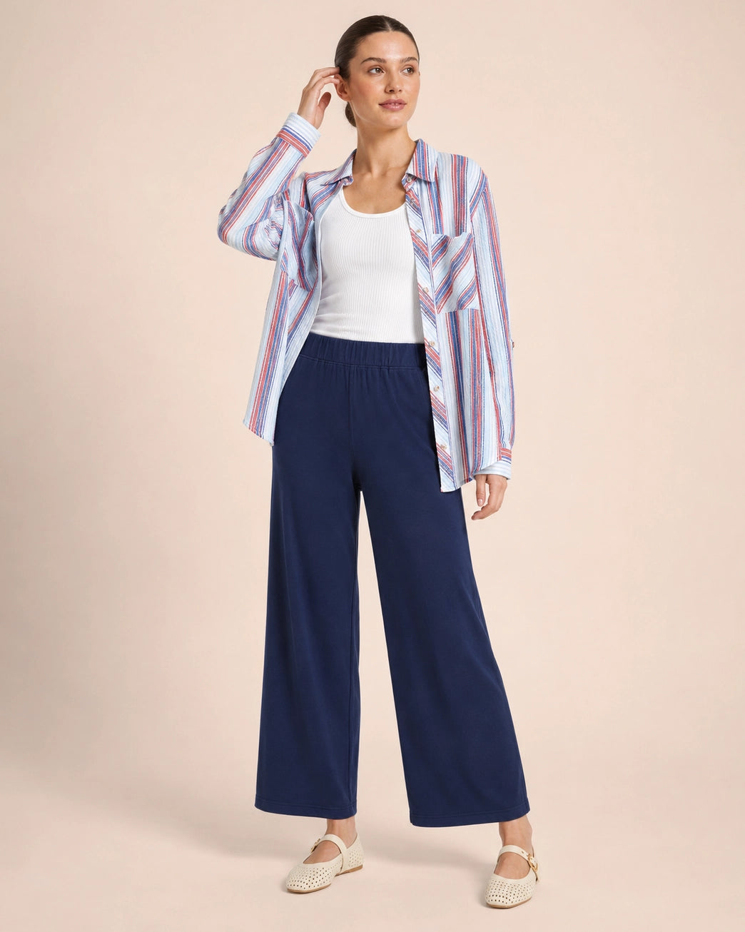 ***PRE-ORDER*** Grace &amp; Lace Weekend Ease Wide Leg Crop Pant - Navy