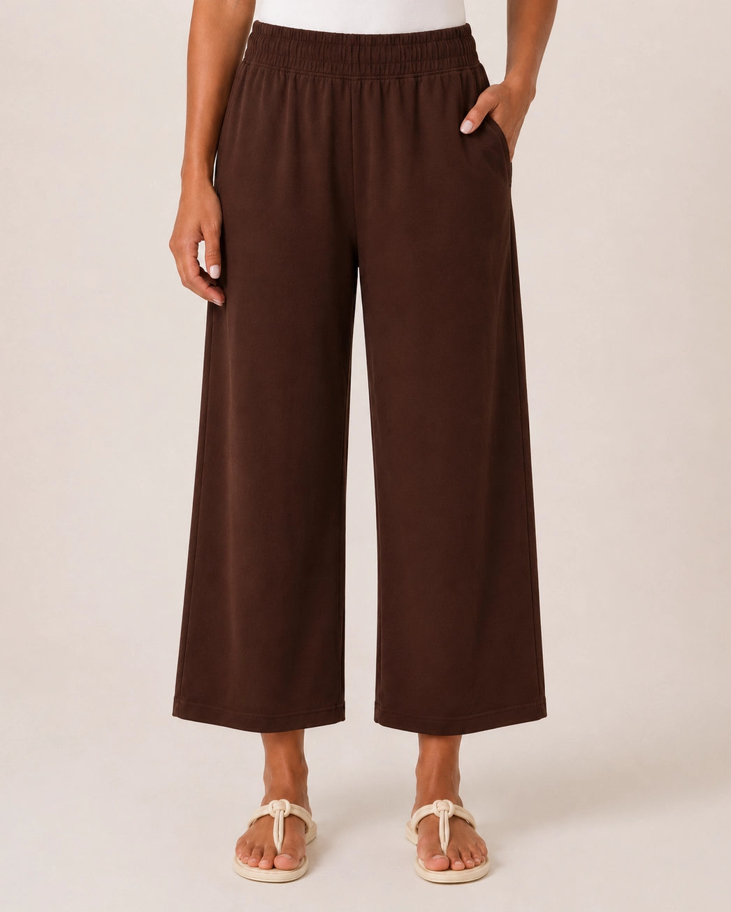Grace & Lace Weekend Ease Wide Leg Crop Pant - Brown