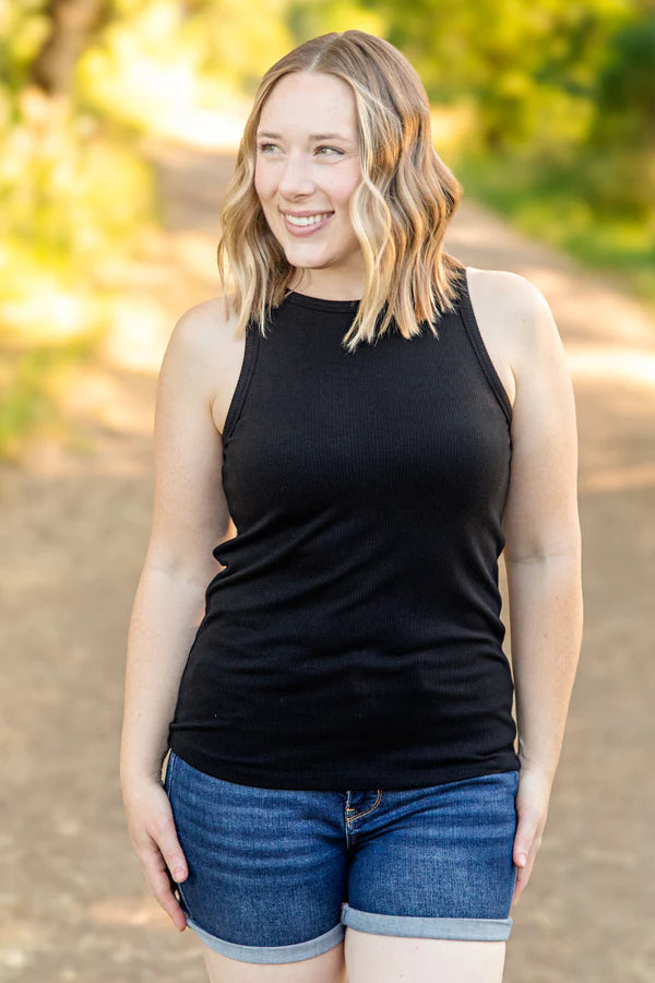 Michelle Mae Tara Ribbed Tank - Black