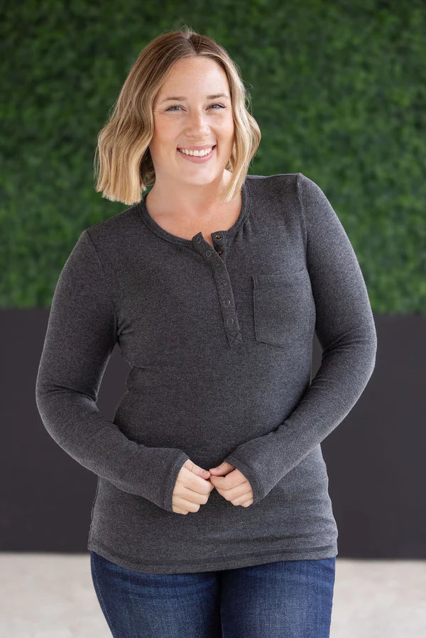 ***PRE-ORDER*** Michelle Mae "Georgia" Long Sleeve Top - Charcoal