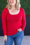 ***PRE-ORDER*** Michelle Mae &quot;Alyssa&quot; Long Sleeve Top - Red