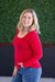 ***PRE-ORDER*** Michelle Mae "Alyssa" Long Sleeve Top - Red