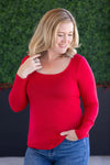 ***PRE-ORDER*** Michelle Mae &quot;Alyssa&quot; Long Sleeve Top - Red