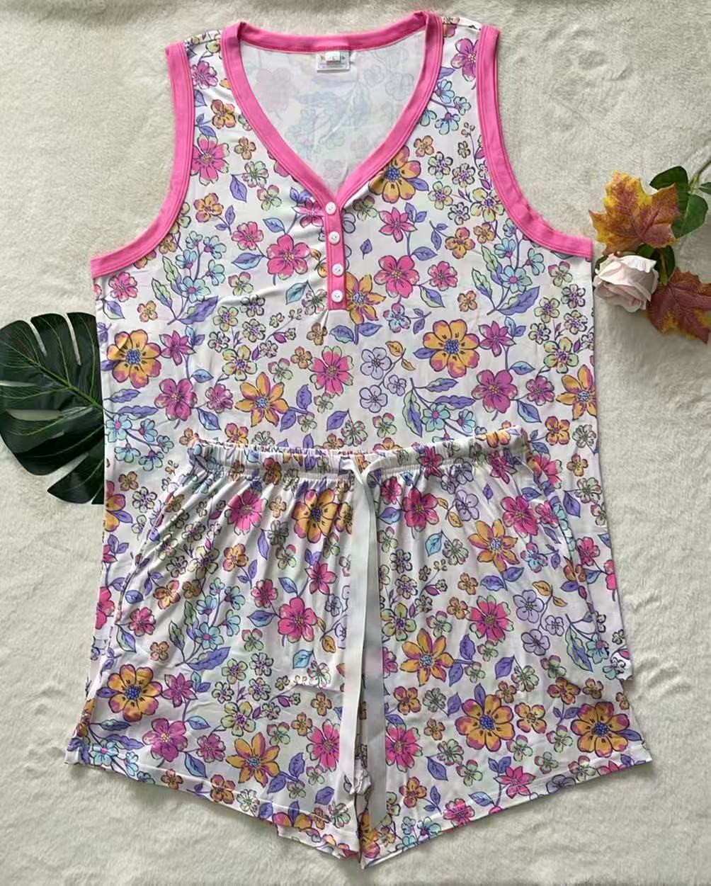 Shirley Tank SHORTS Sets - Pink Vintage Floral