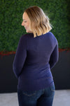 ***PRE-ORDER*** Michelle Mae &quot;Alyssa&quot; Long Sleeve Top - Navy