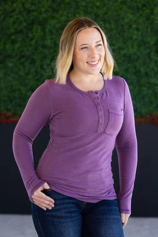 ***PRE-ORDER*** Michelle Mae "Georgia" Long Sleeve Top - Purple
