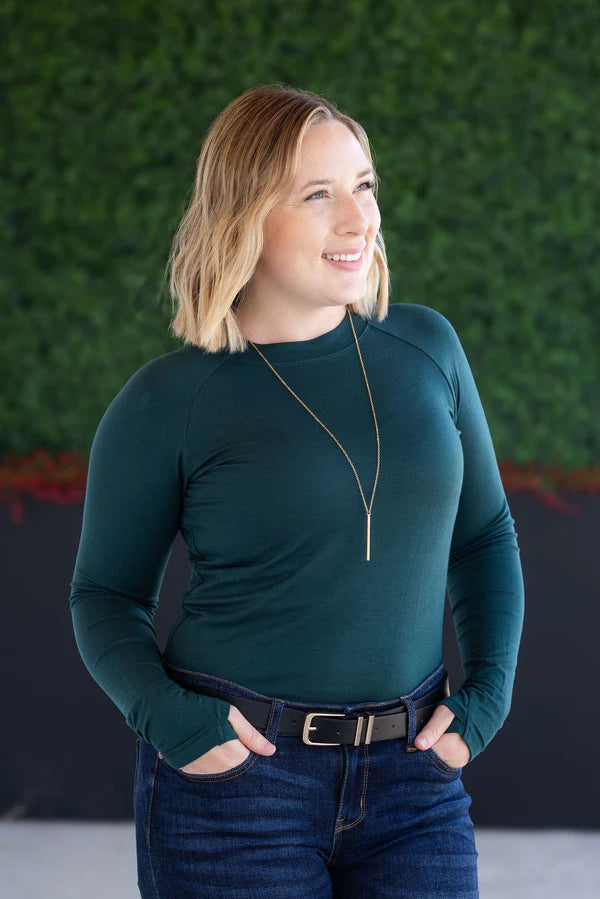 Michelle Mae &quot;Blair&quot; Long Sleeve Top - Hunter Green