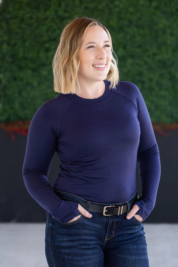 ***PRE-ORDER*** Michelle Mae "Blair" Long Sleeve Top - Navy