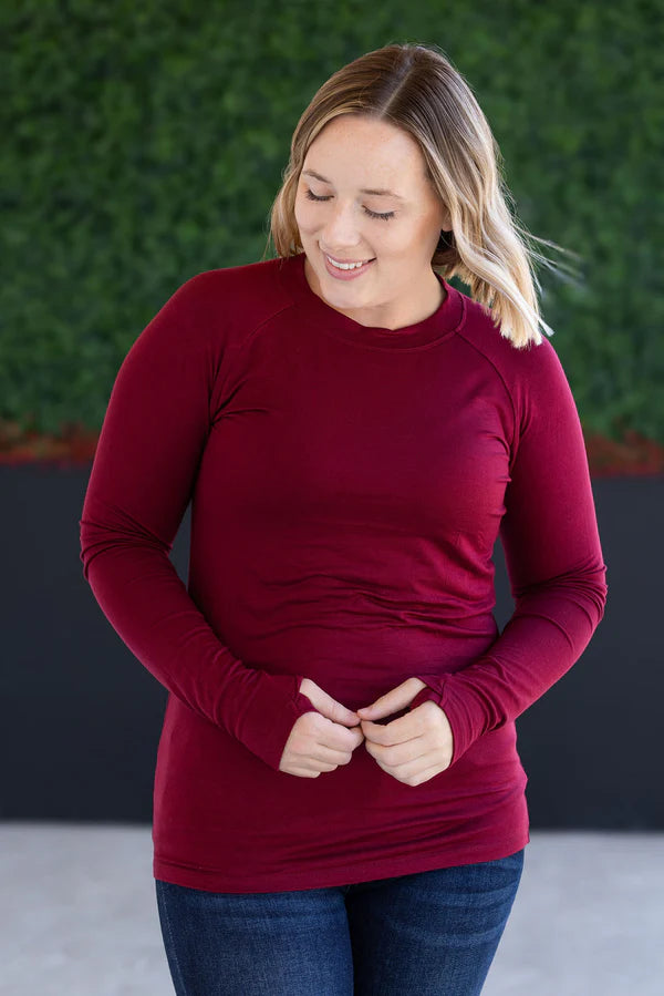 ***PRE-ORDER*** Michelle Mae "Blair" Long Sleeve Top - Burgundy