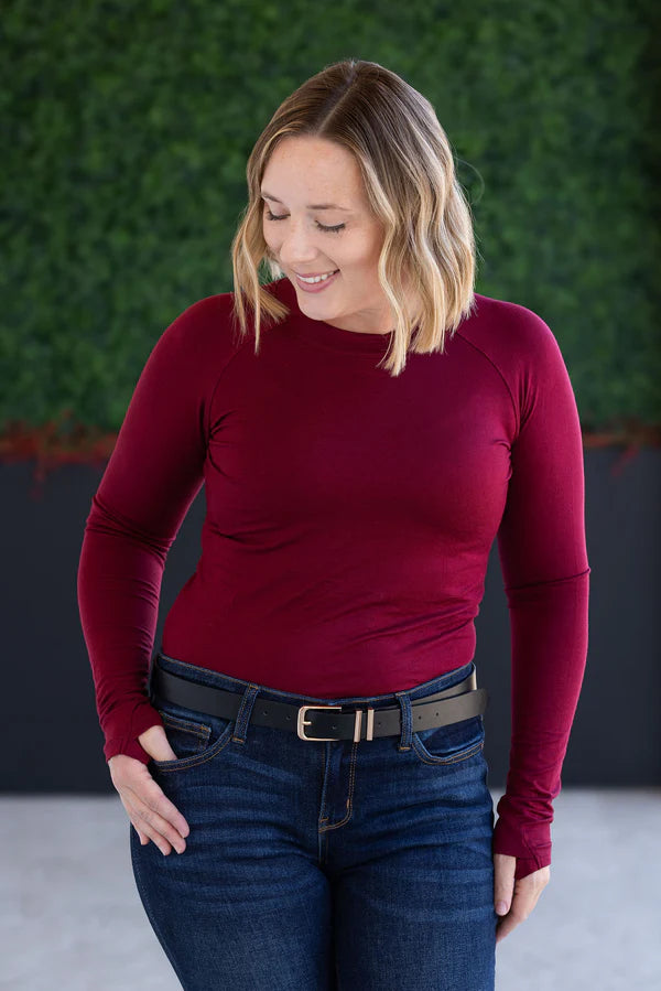 Michelle Mae "Blair" Long Sleeve Top - Burgundy