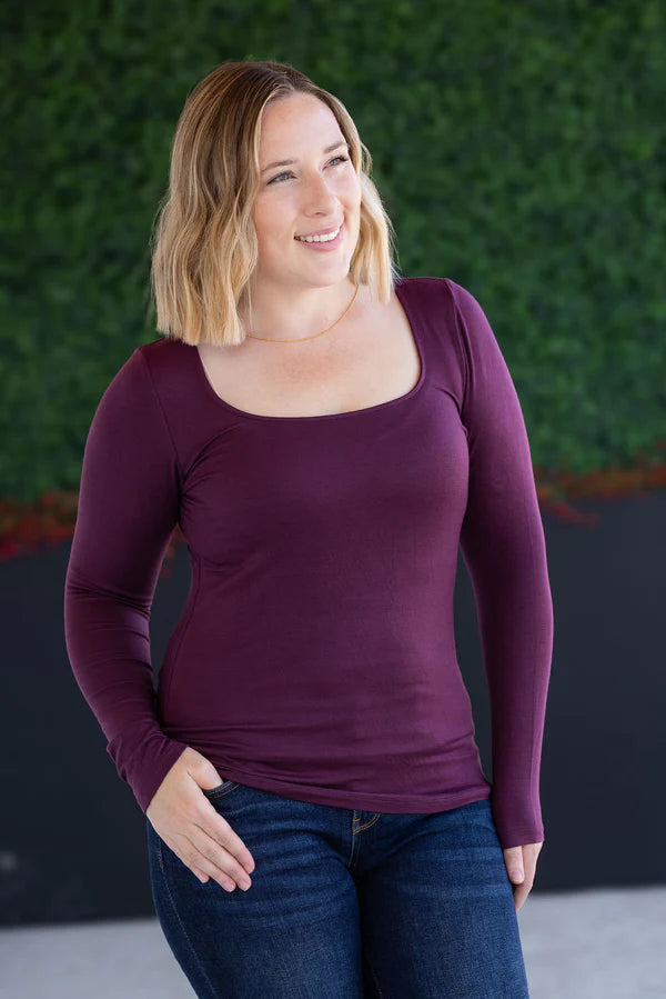 ***PRE-ORDER*** Michelle Mae "Alyssa" Long Sleeve Top - Plum