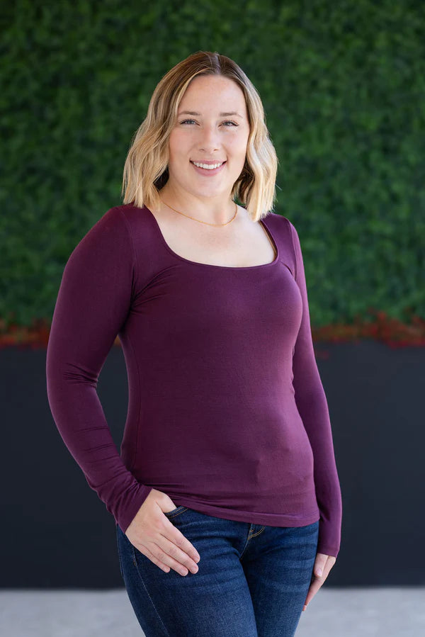 ***PRE-ORDER*** Michelle Mae "Alyssa" Long Sleeve Top - Plum