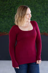 ***PRE-ORDER*** Michelle Mae &quot;Alyssa&quot; Long Sleeve Top - Burgundy