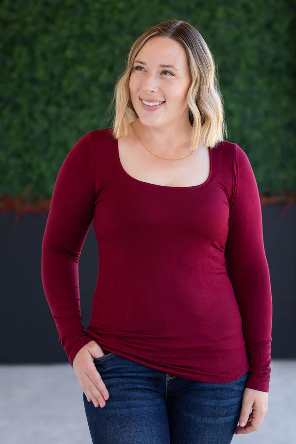 ***PRE-ORDER*** Michelle Mae "Alyssa" Long Sleeve Top - Burgundy