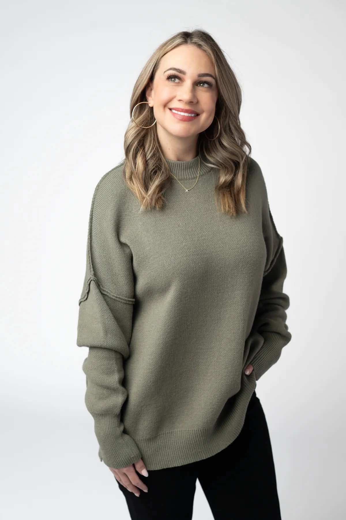 ***PRE-ORDER*** Michelle Mae Aurora Cozy Sweater - Light Olive
