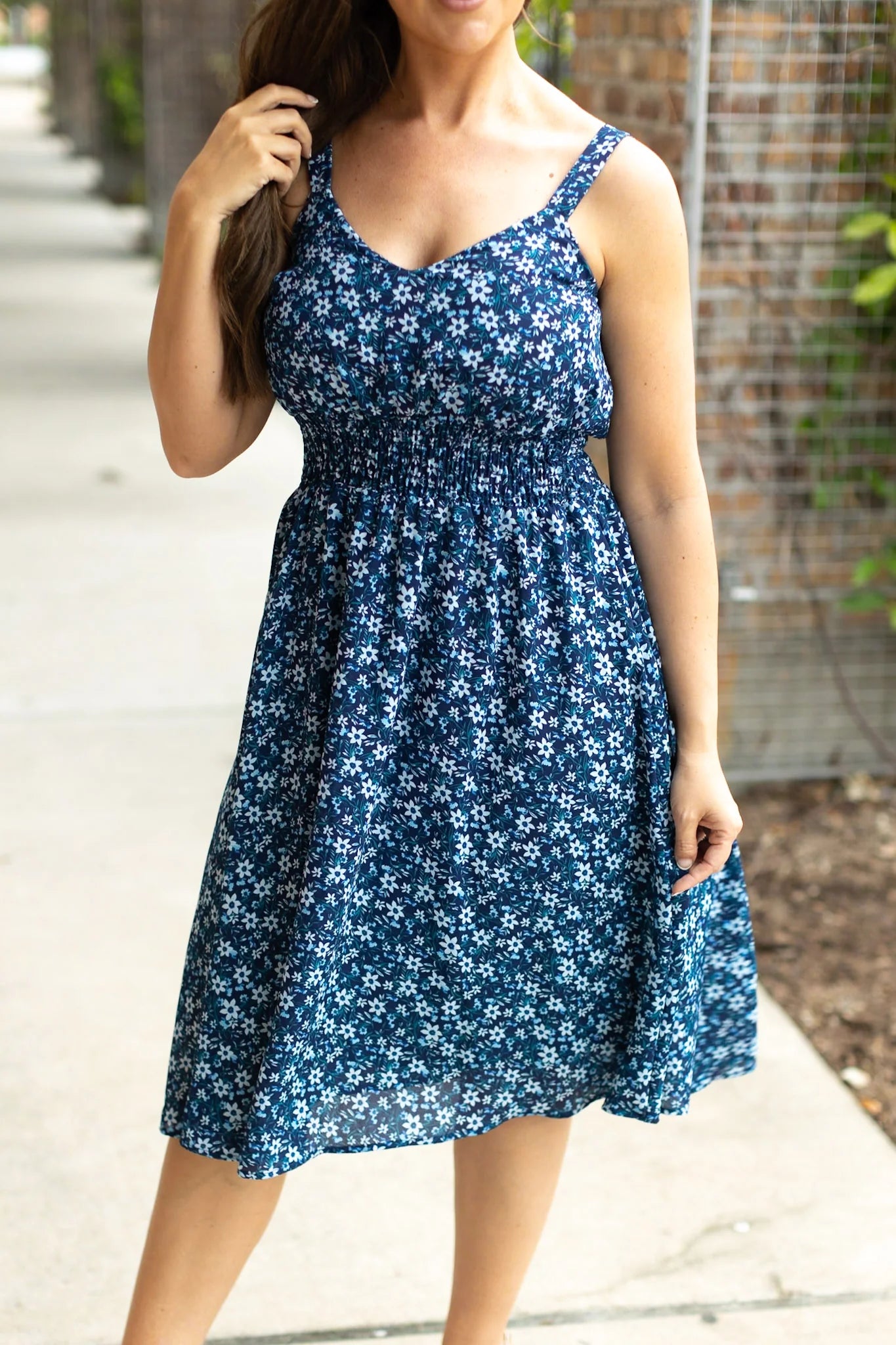 Michelle Mae &quot;Cassidy&quot; Midi Dress - Navy Floral