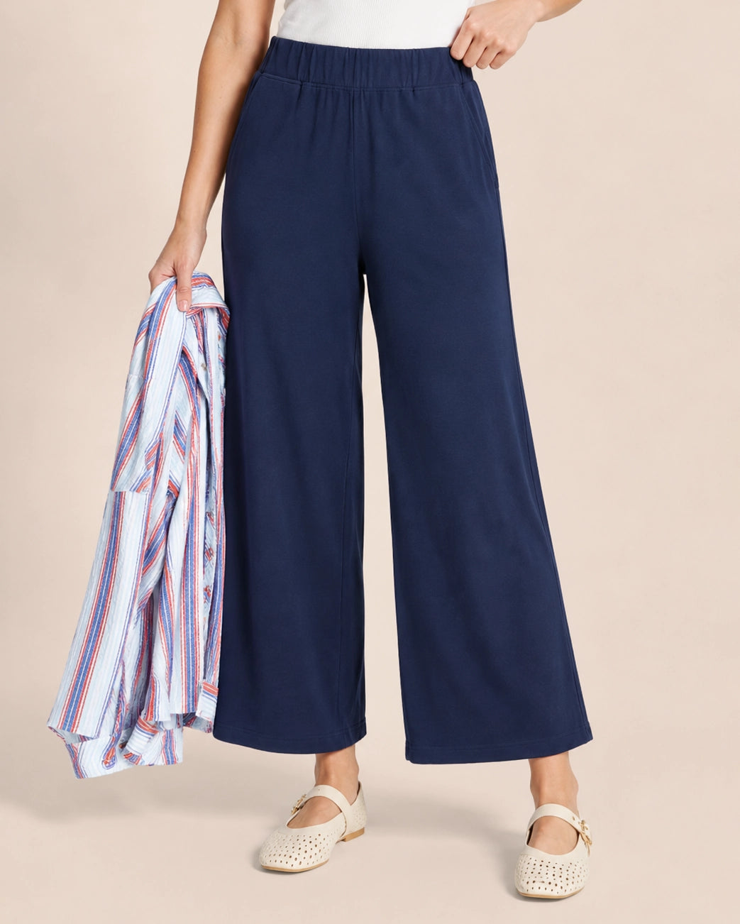 Grace & Lace Weekend Ease Wide Leg Crop Pant - Navy