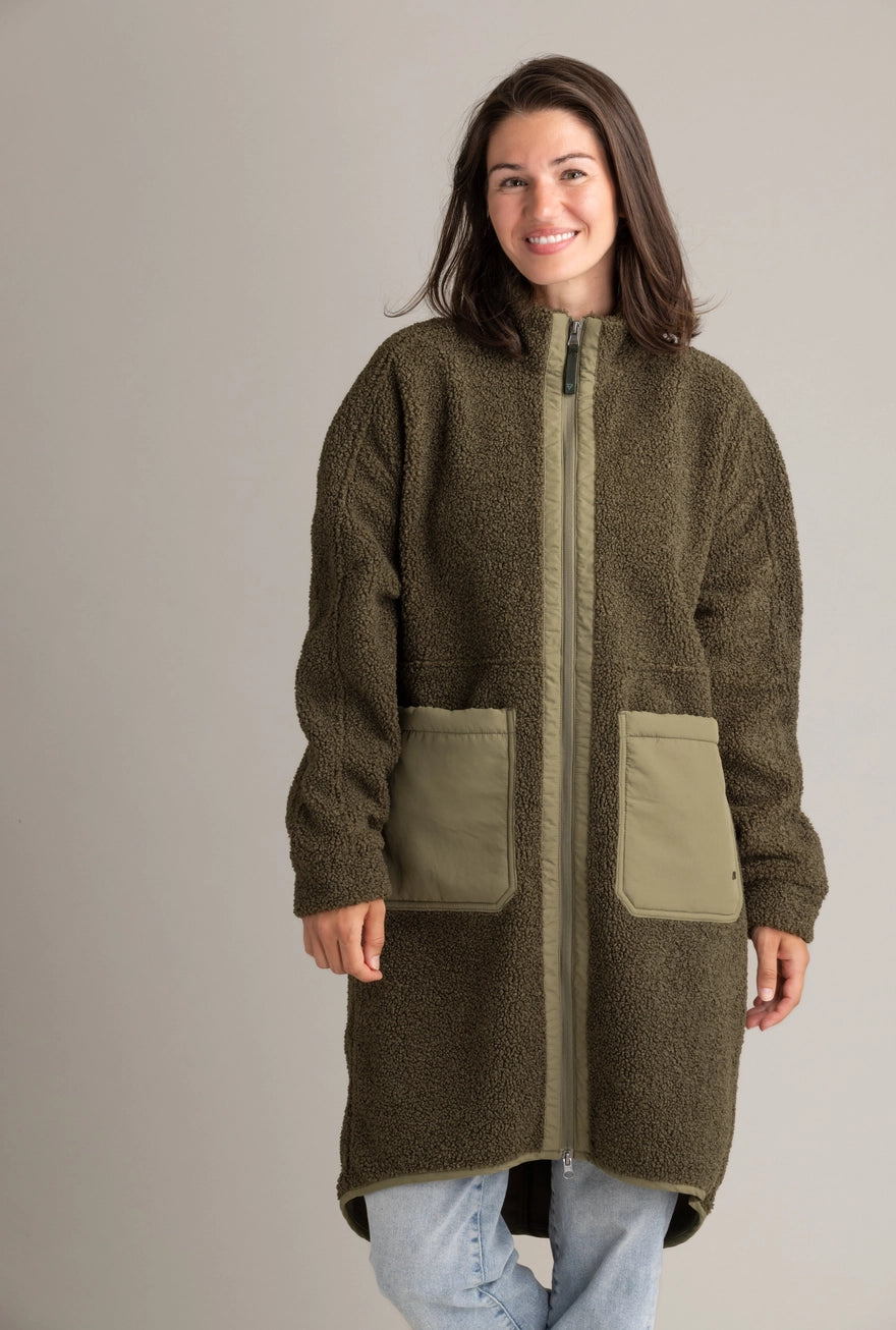 Cori Boucle Fleece Jacket - Dark Olive