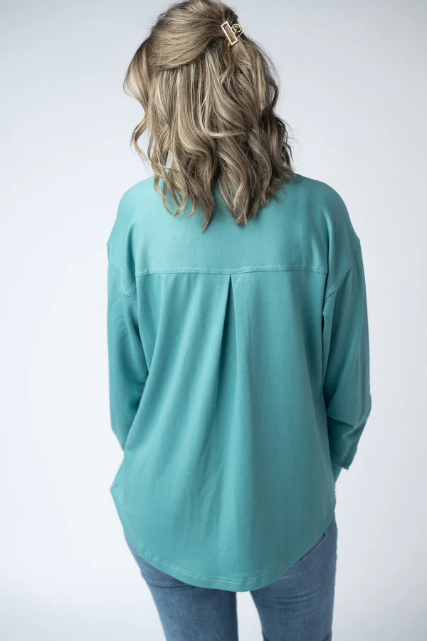 Michelle Mae "Brenna" Button Down Top - Teal