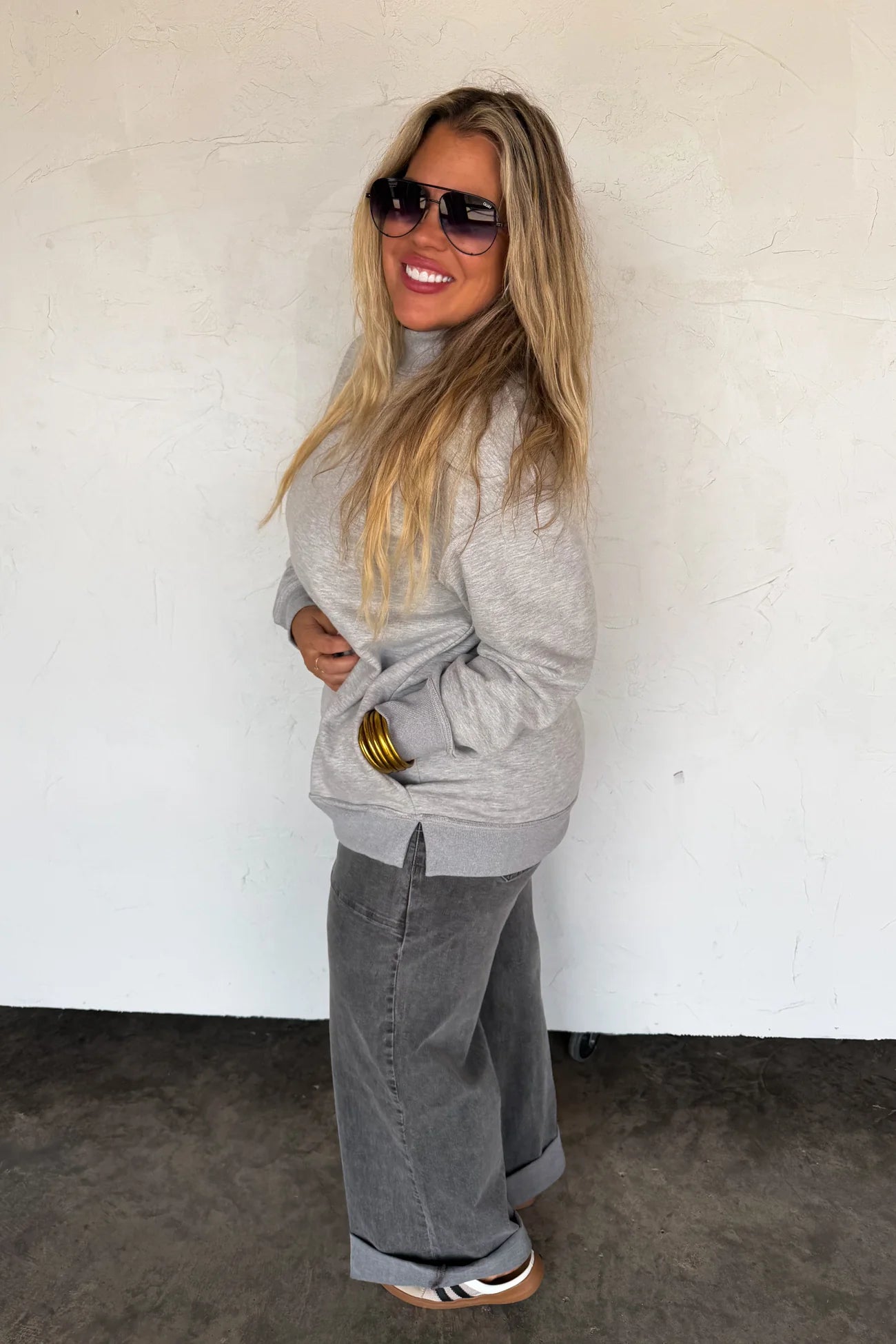 ***PRE-ORDER*** Miller Mock Neck Sweatshirt with Pockets - Grey