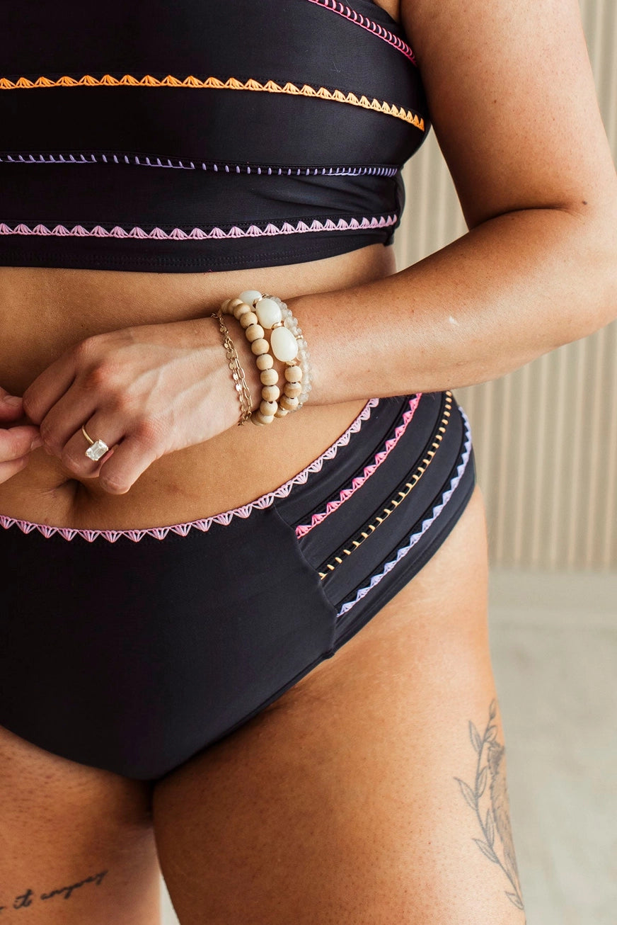 Soaking Up Sun Rays Two-Piece Swimsuit- Black Multi