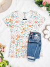 Michelle Mae &quot;Sarah&quot; Ruffle Short Sleeve - Watercolor Floral