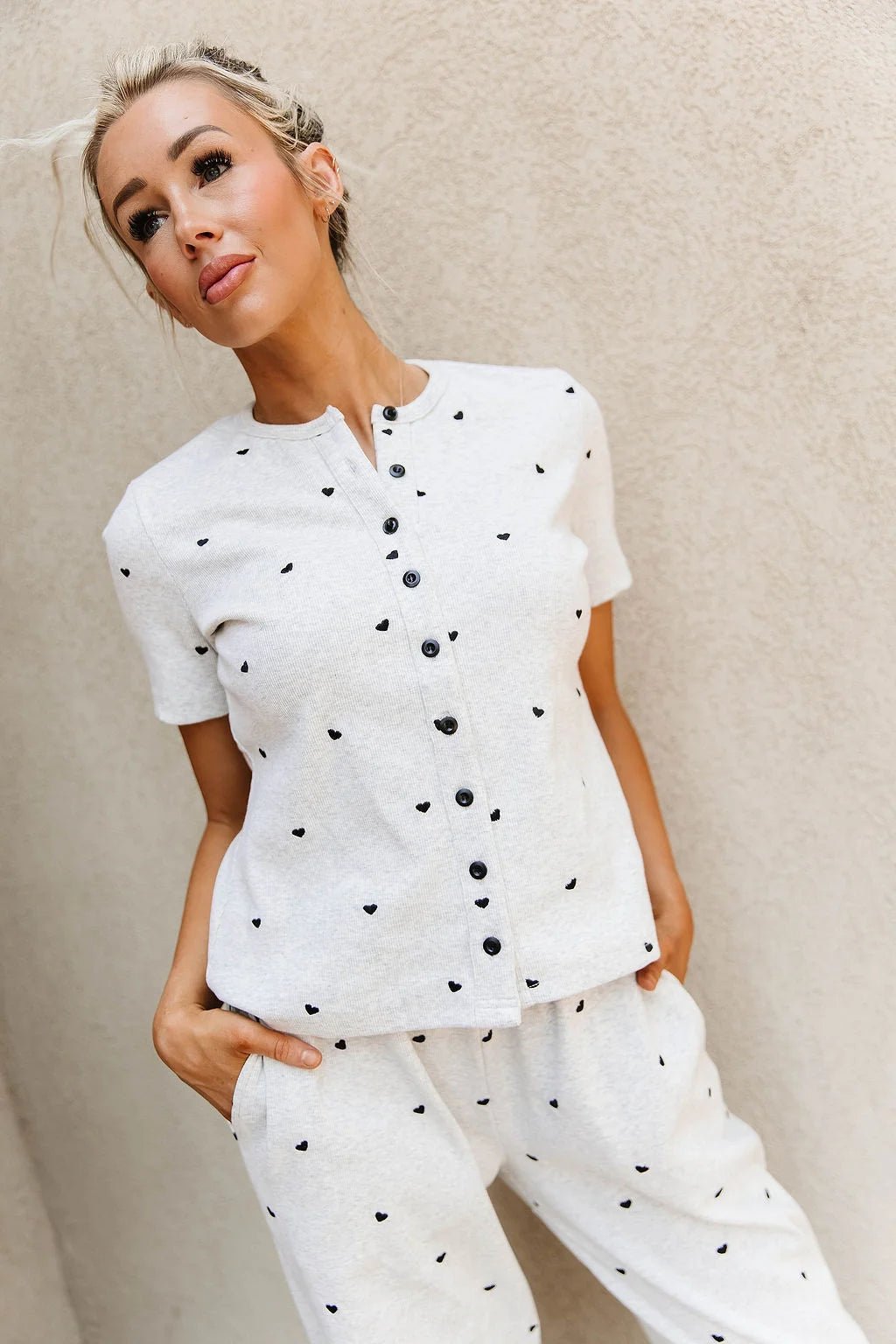 ***PRE-ORDER*** Ampersand Button Front Lulu Tee - Crushworthy Grey