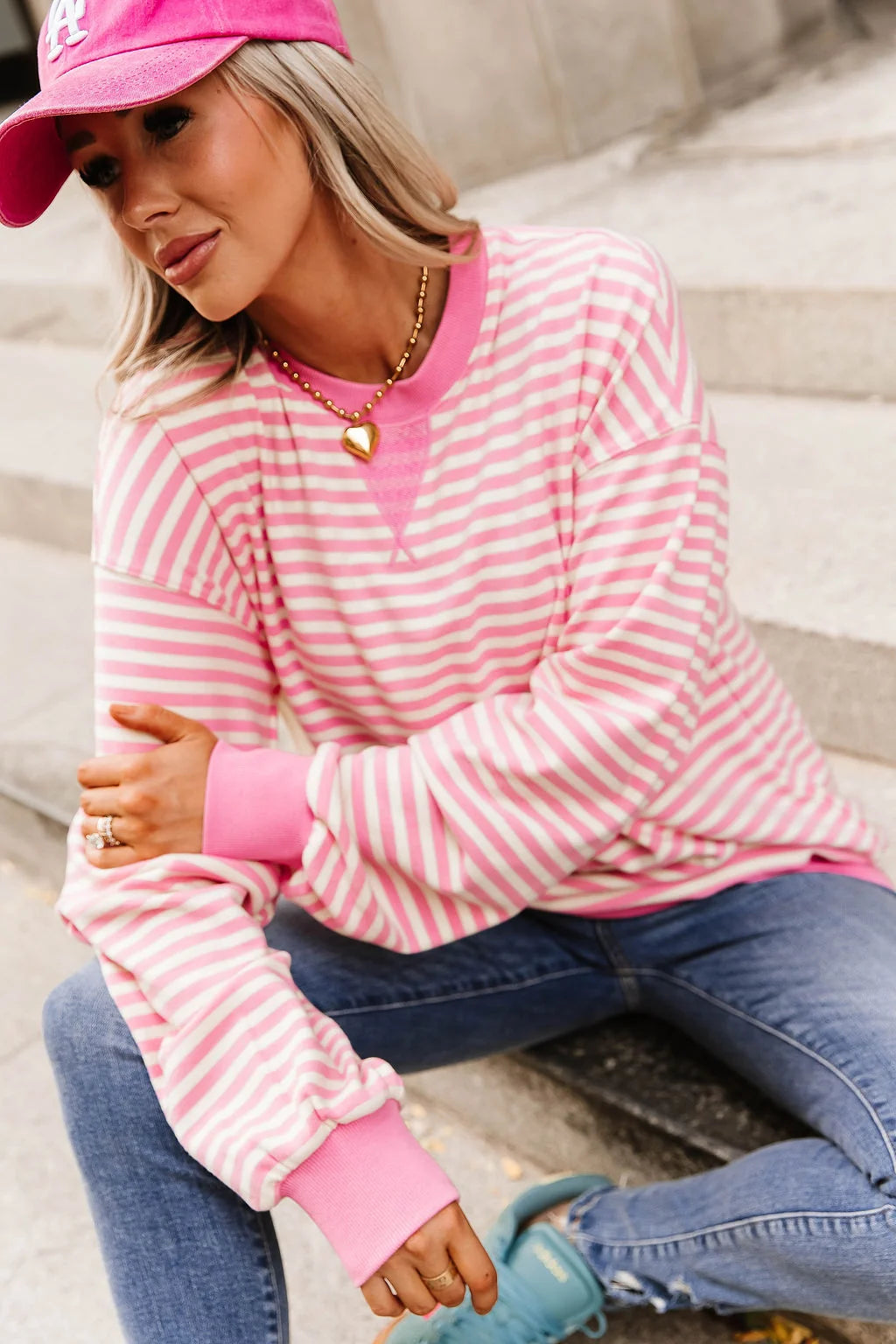 ***PRE-ORDER*** Ampersand Performance Fleece University Pullover - Tulip Stripe (mid December)