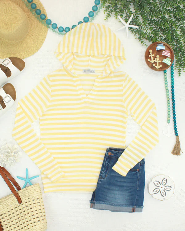 ***PRE-ORDER*** Michelle Mae Amelia Striped Hoodie - Lemon